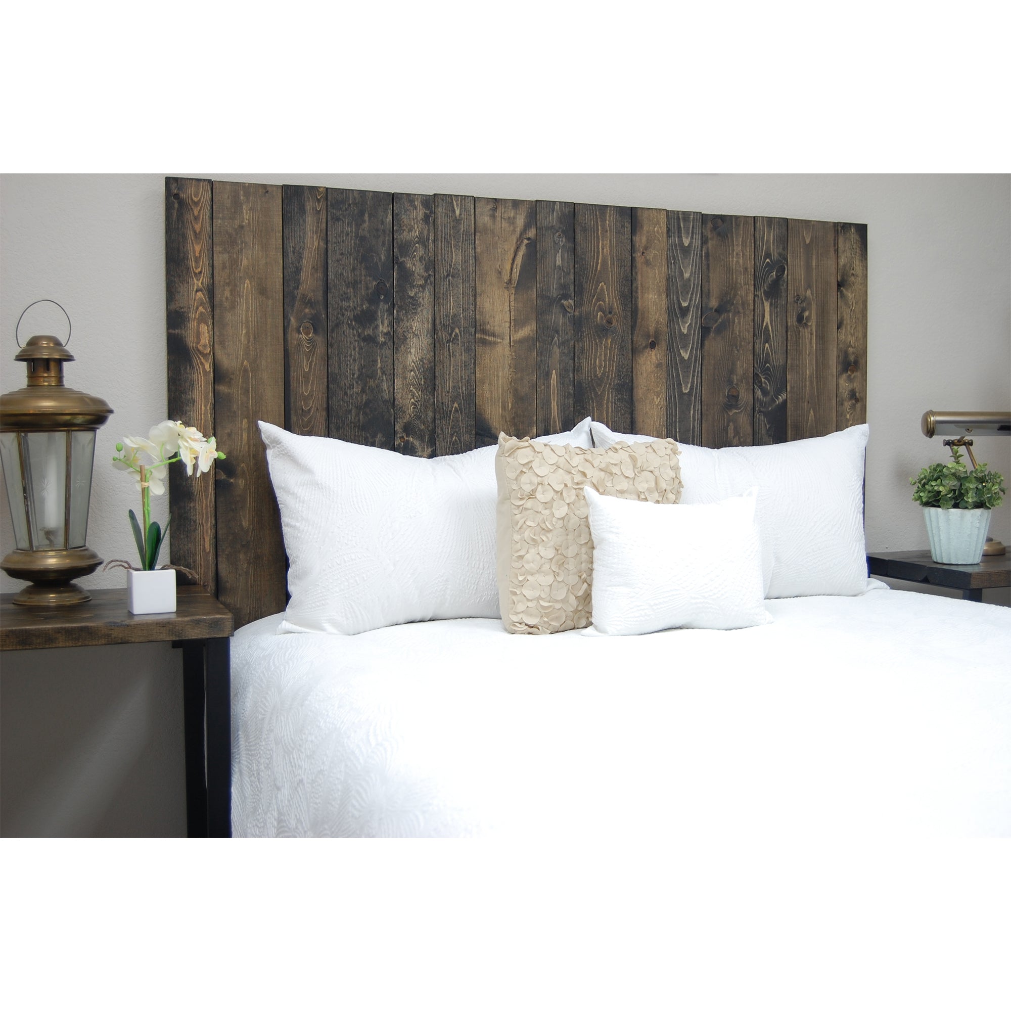 Barn Walls Handcrafted Floating Hanger 4 Panel Wall Mount Headboard, Ebony, King