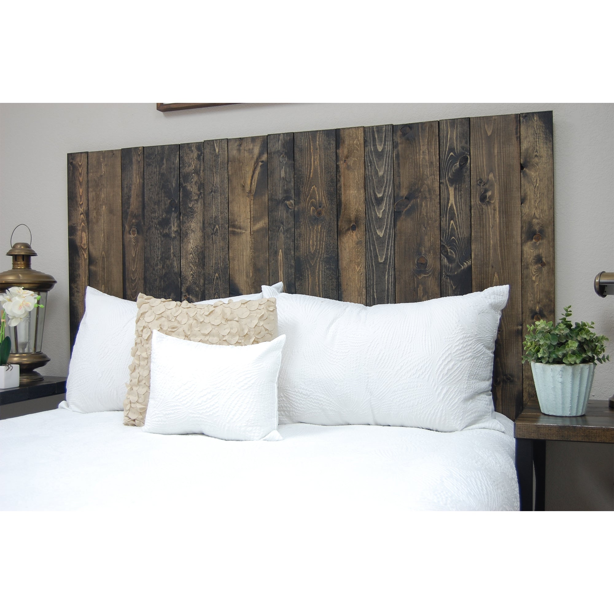 Barn Walls Handcrafted Floating Hanger 4 Panel Wall Mount Headboard, Ebony, King