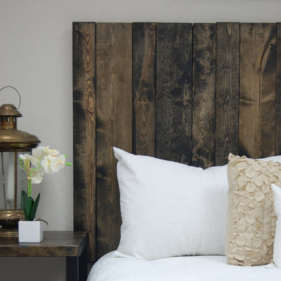 Barn Walls Handcrafted Floating Hanger 4 Panel Wall Mount Headboard, Ebony, King
