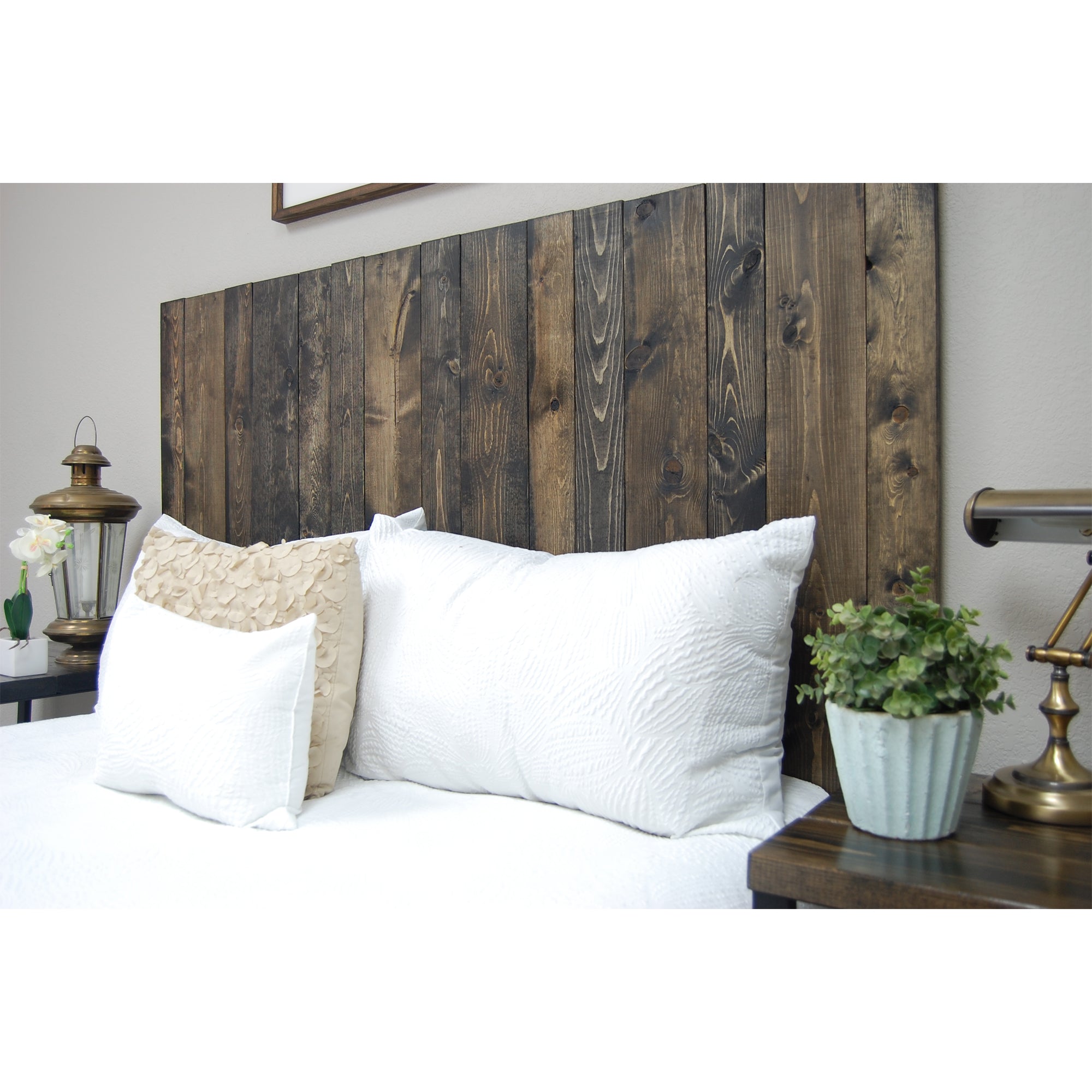 Barn Walls Handcrafted Floating Hanger 4 Panel Wall Mount Headboard, Ebony, King