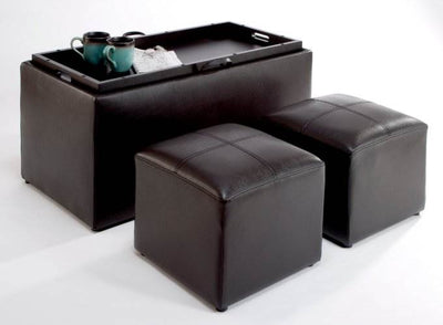 Sheridan Modern Espresso Storage Bench & Two Ottomans