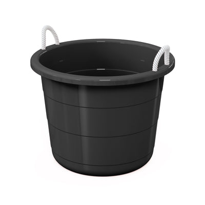 Life Story 17 Gal Flexible Plastic Storage Bucket w/ Rope Handles, Black, 8 Pack