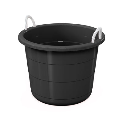 Life Story 17 Gal Flexible Plastic Storage Tub Bucket with Rope Handles, Black