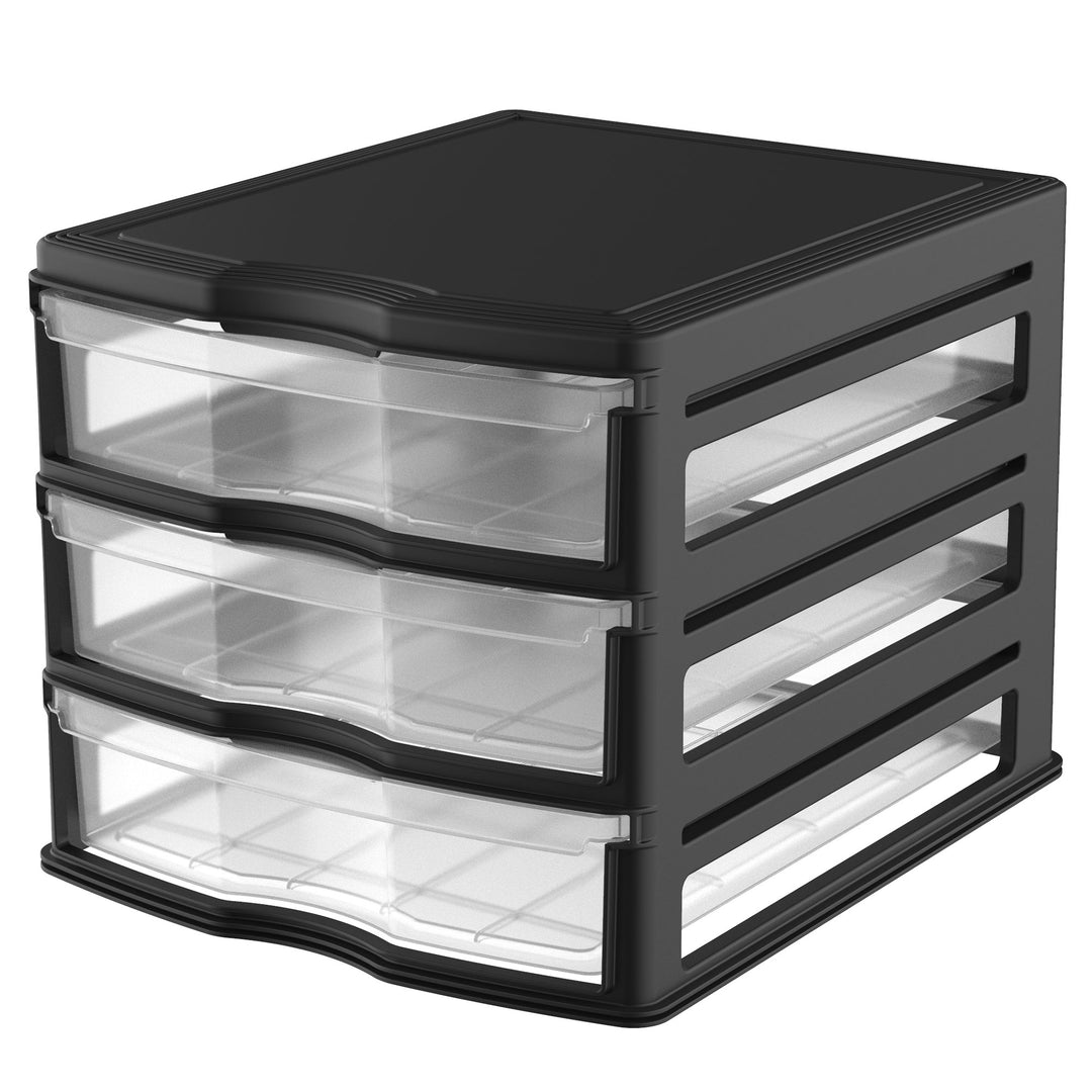 3 Drawer Stackable Shelf Organizer Plastic Storage Drawers (Open Box)