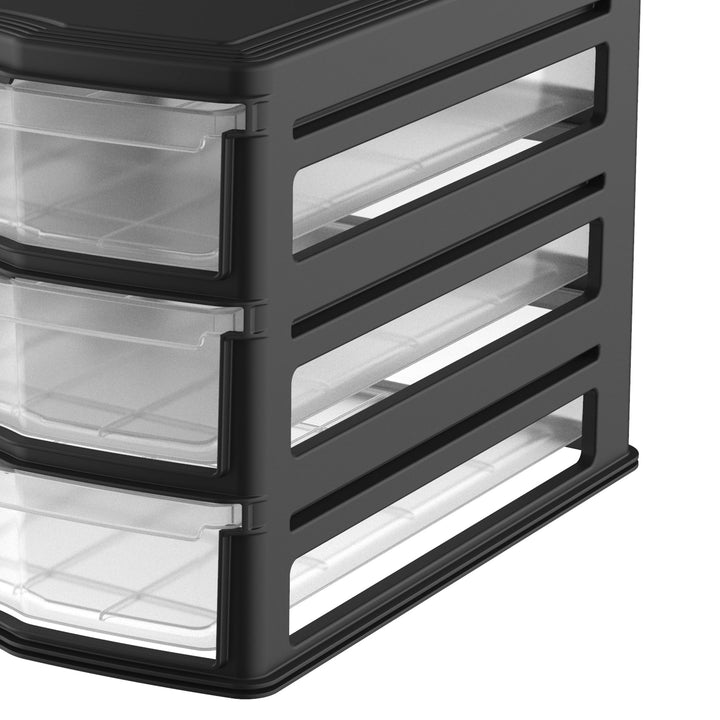 Life Story 3 Drawer Stackable Shelf Organizer Storage Drawers, Black (2 Pack)