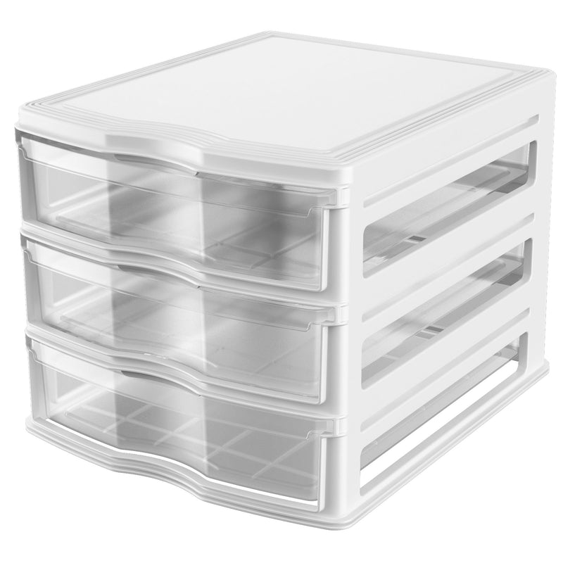 Life Story 3 Drawer Stackable Shelf Plastic Storage Drawers, White (Open Box)