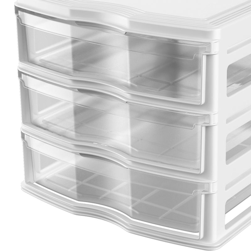 Life Story 3 Drawer Stackable Shelf Organizer Storage Drawers, White (2 Pack)