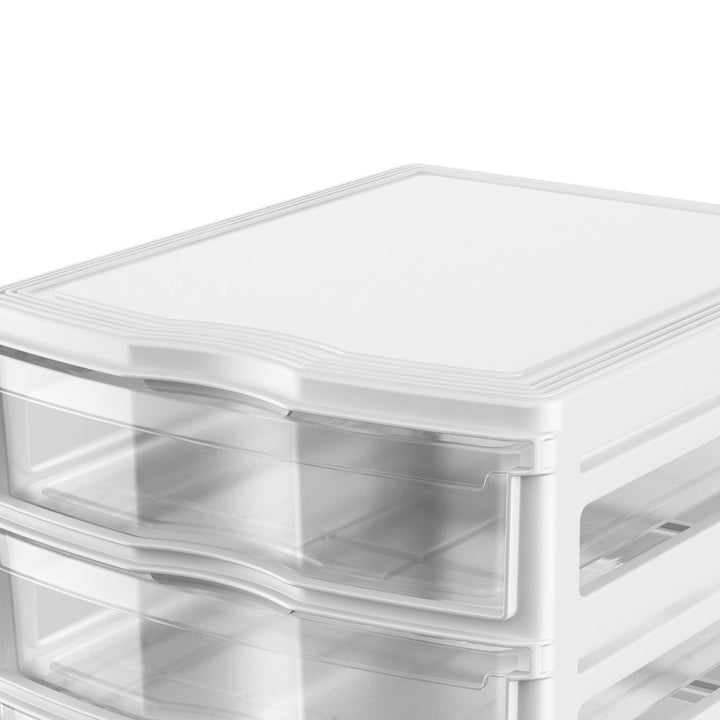 Life Story 3 Drawer Stackable Shelf Organizer Storage Drawers, White (2 Pack)