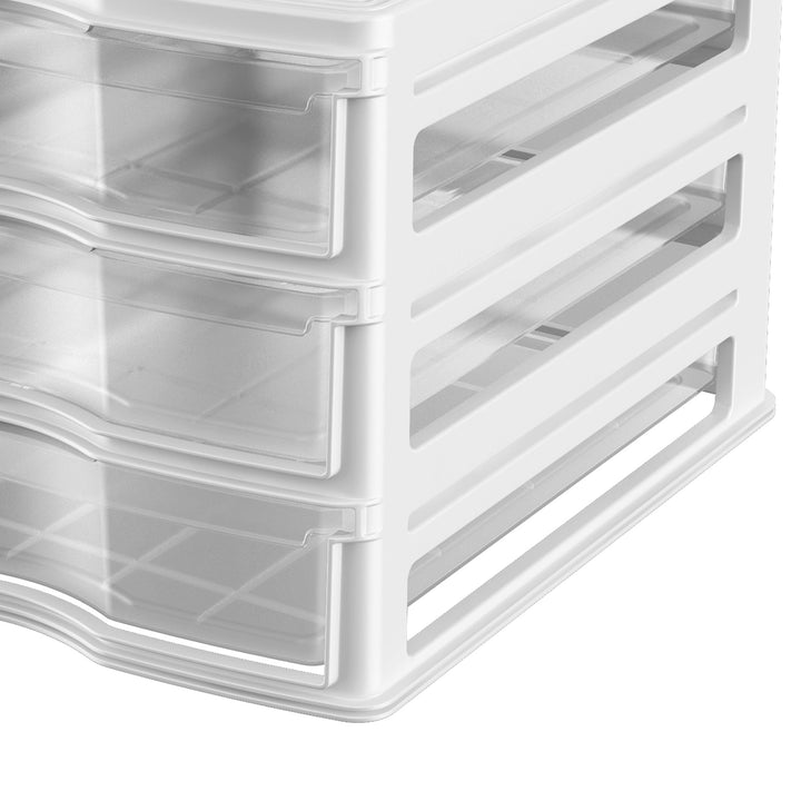 Life Story 3 Drawer Stackable Shelf Organizer Storage Drawers, White (3 Pack)