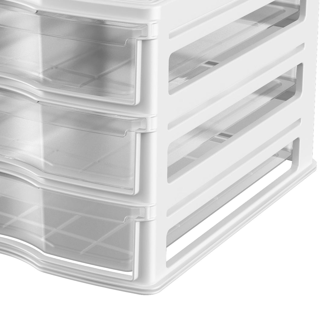 Life Story 3 Drawer Stackable Shelf Organizer Storage Drawers, White (2 Pack)