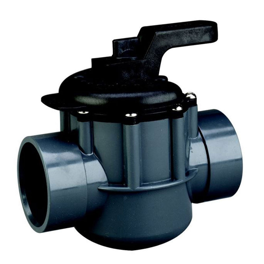 Pentair PVC 2-Way Diverter Seal Valve 2.5" Slip Outside, Grey/Black (Open Box)