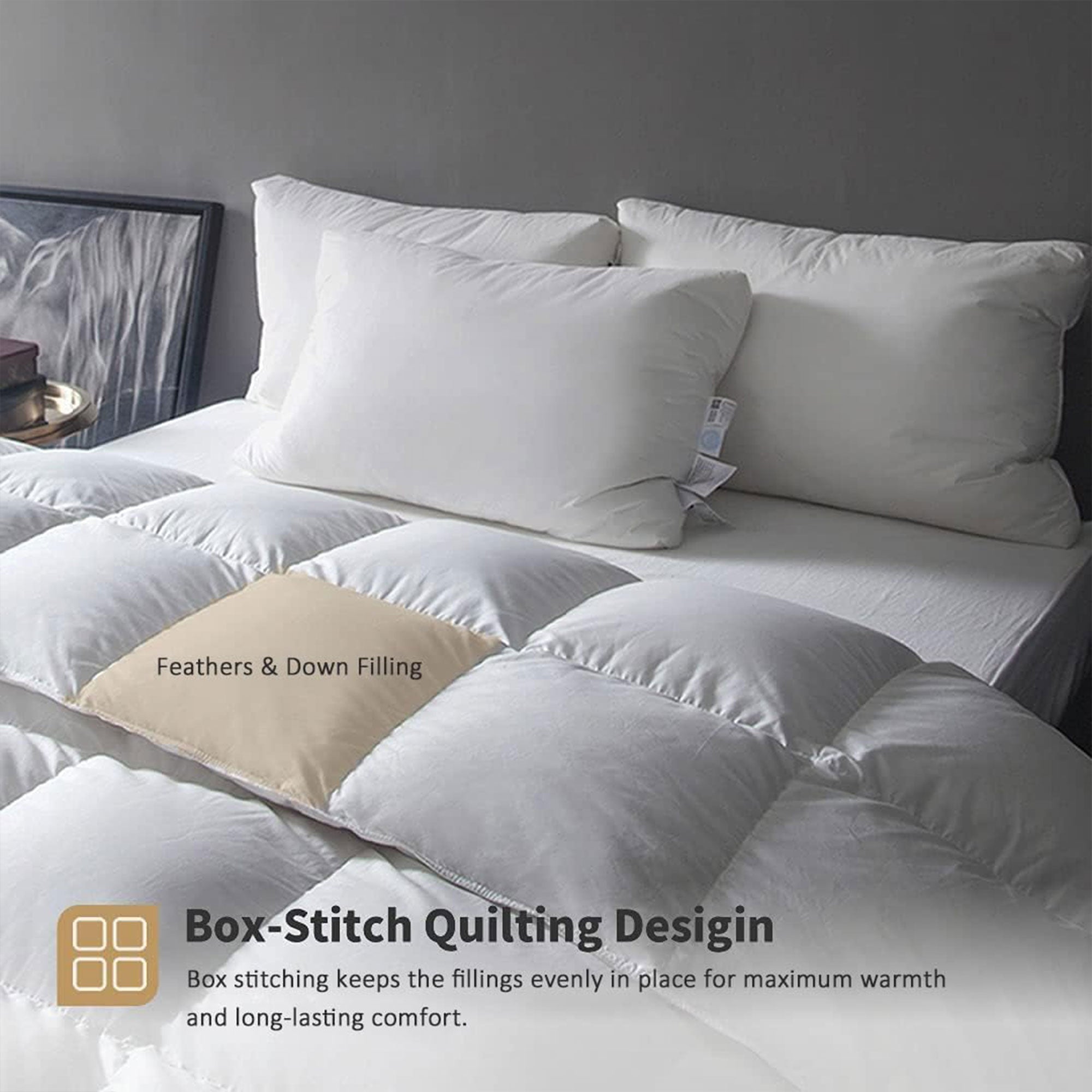 DWR Queen Sized 90 x 90” Breathable Duvet Insert for Bedding, White (Used) - VMInnovations