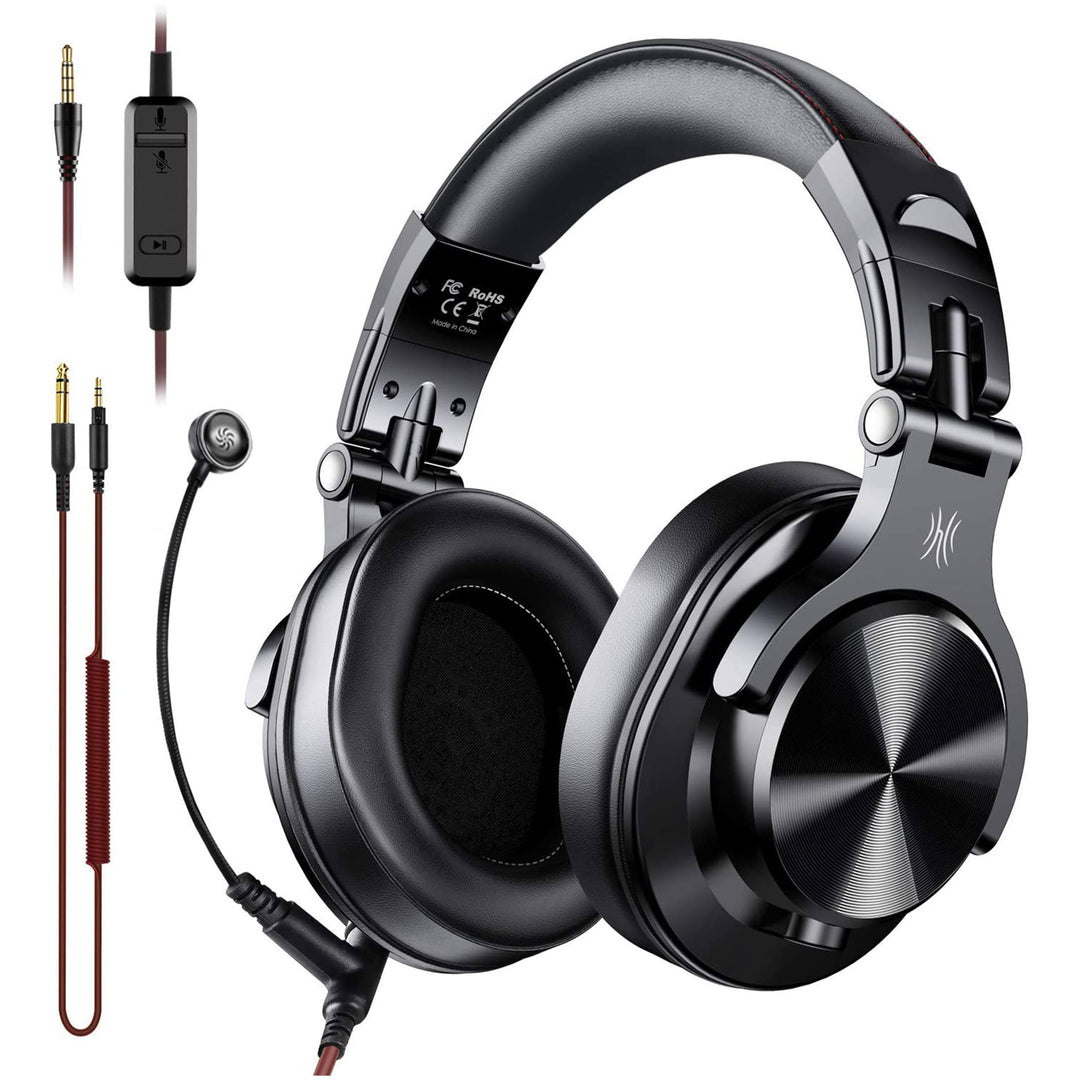 OneOdio A71 Studio Gaming Portable Wired Over Ear Headphones w/ Boom Mic, Black