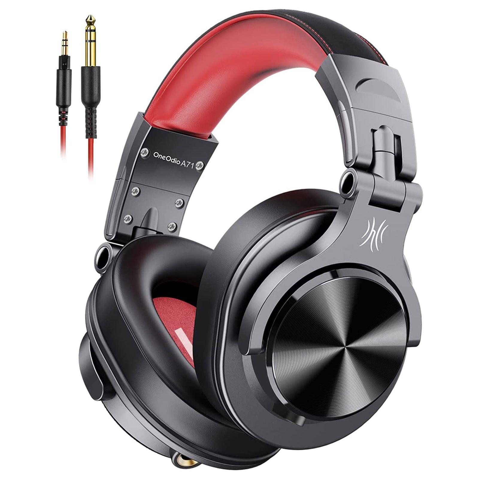 OneOdio A71 Studio Gaming Portable Wired Over Ear Headphones w/ Boom Mic, Red - VMInnovations