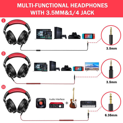 OneOdio A71 Studio Gaming Wired Over Ear Headphones w/ Boom Mic, Red (Used) - VMInnovations