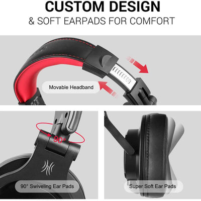 OneOdio A71 Studio Gaming Wired Over Ear Headphones w/ Boom Mic, Red (Used) - VMInnovations