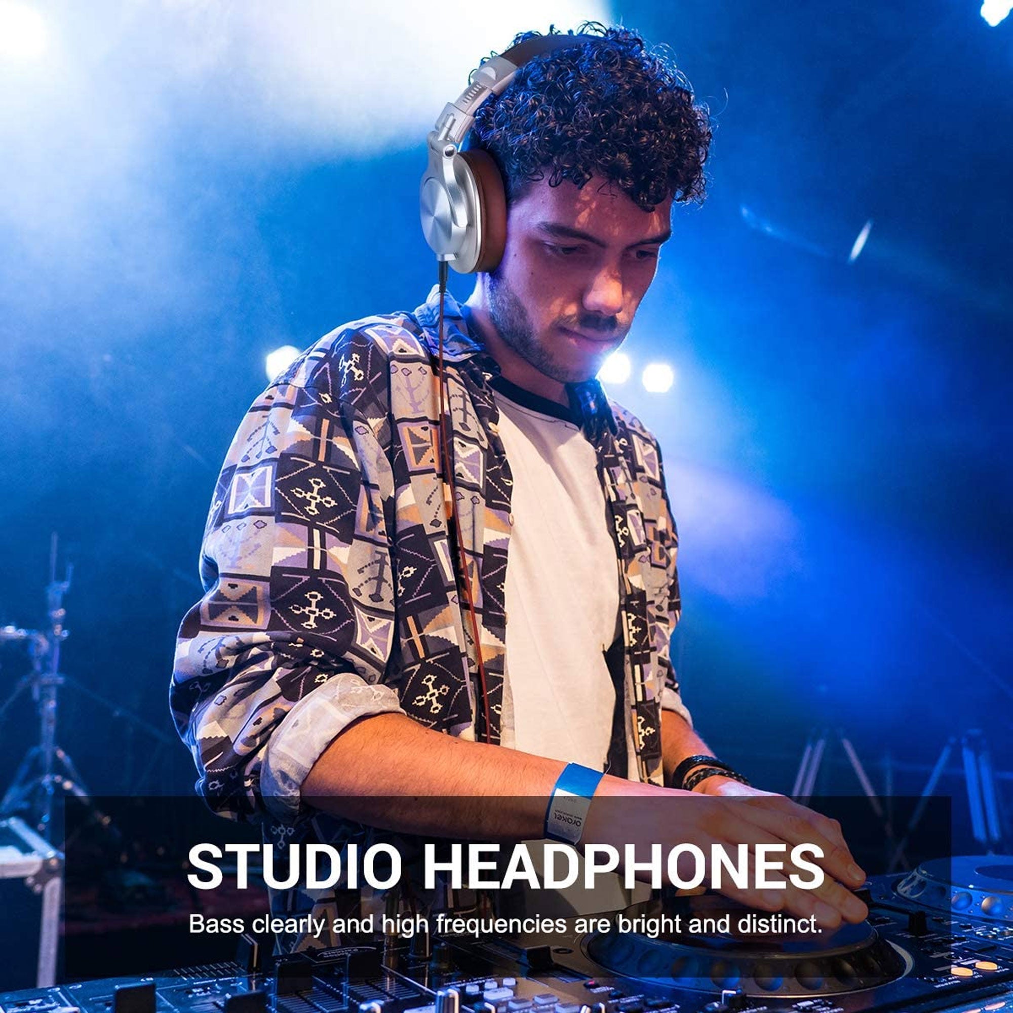 OneOdio A71 Studio Portable Wired Over Ear Headphones with Stereo Sound, Silver