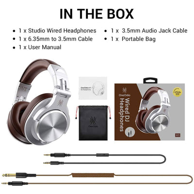 OneOdio Studio Gaming Wired Headphones, Silver & bopmen USB Wired Headphones - VMInnovations