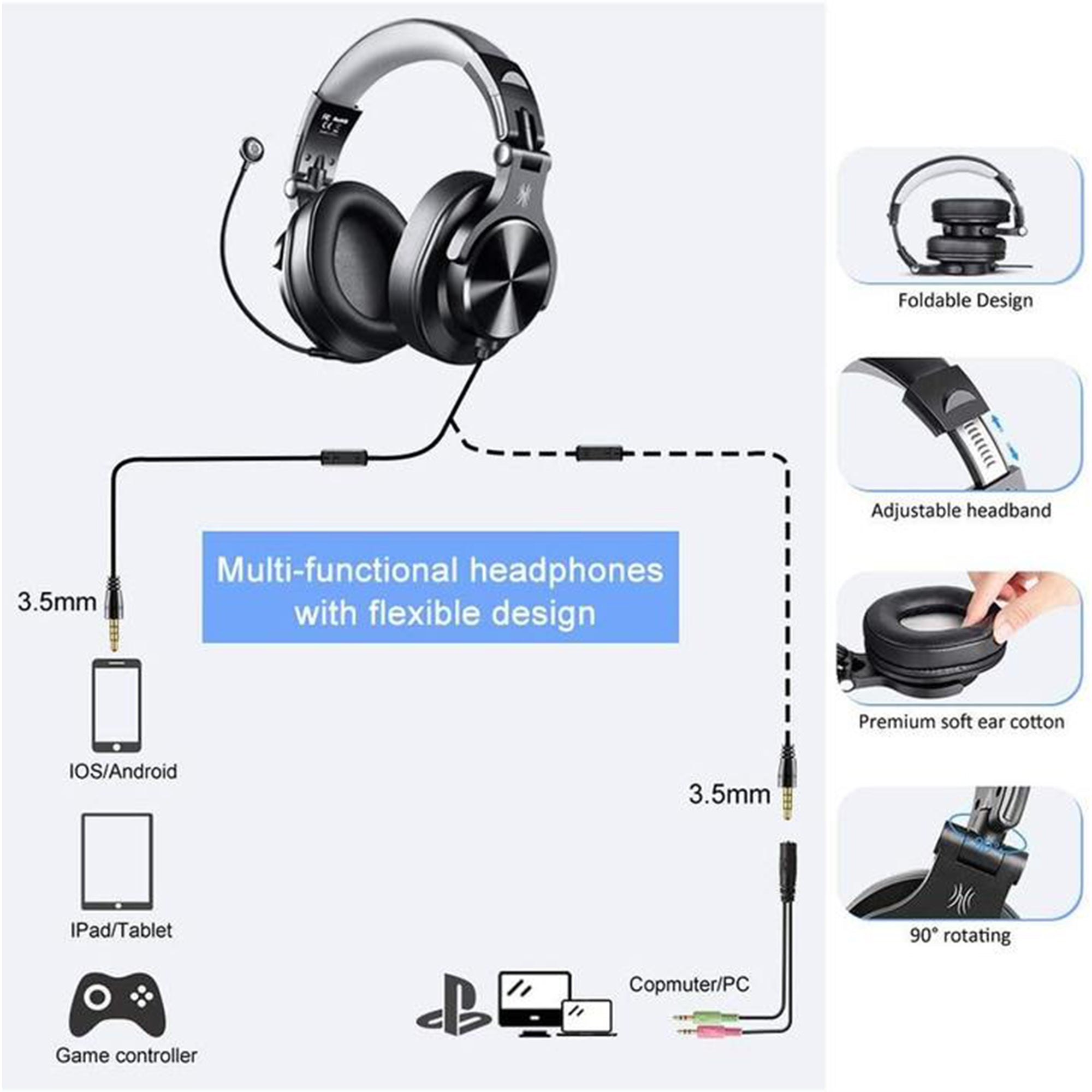 S100 Adjustable Microphone PC Headset with OneOdio A71 Bluetooth Headphones - VMInnovations