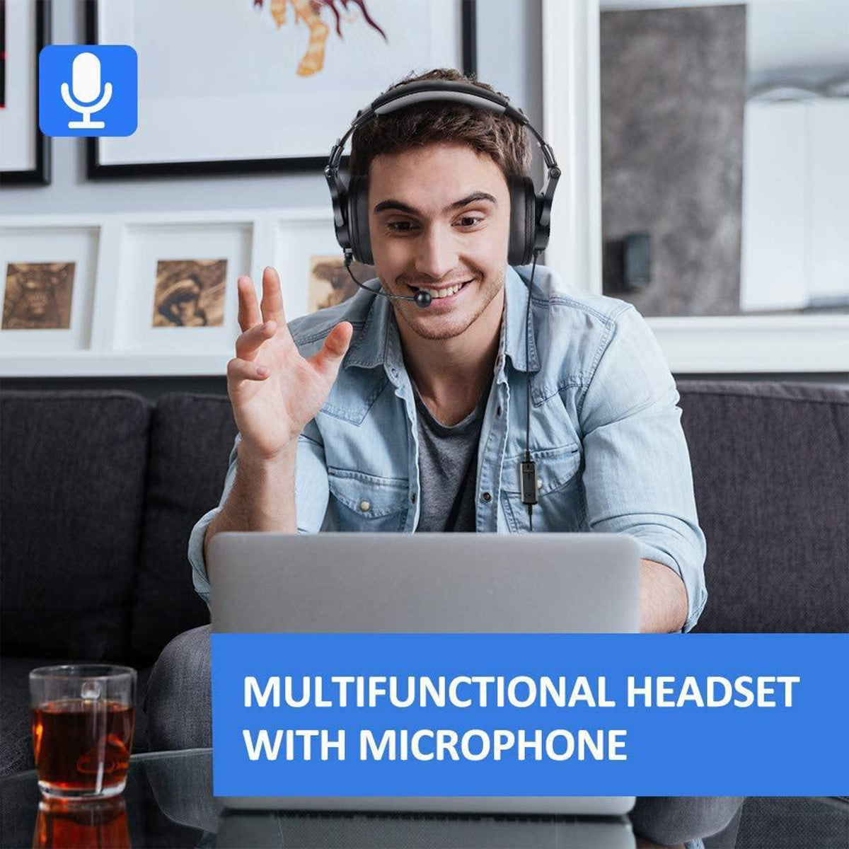 OneOdio Computer Gaming Wired Over Ear Headset, Detachable Microphone(Open Box)
