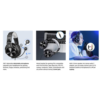 OneOdio Computer Gaming Wired Over Ear Headset, Detachable Microphone(Open Box)