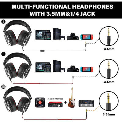 OneOdio Pro 50 Studio Wired Headphones, Black and T8 USB Wired Headphones Set - VMInnovations