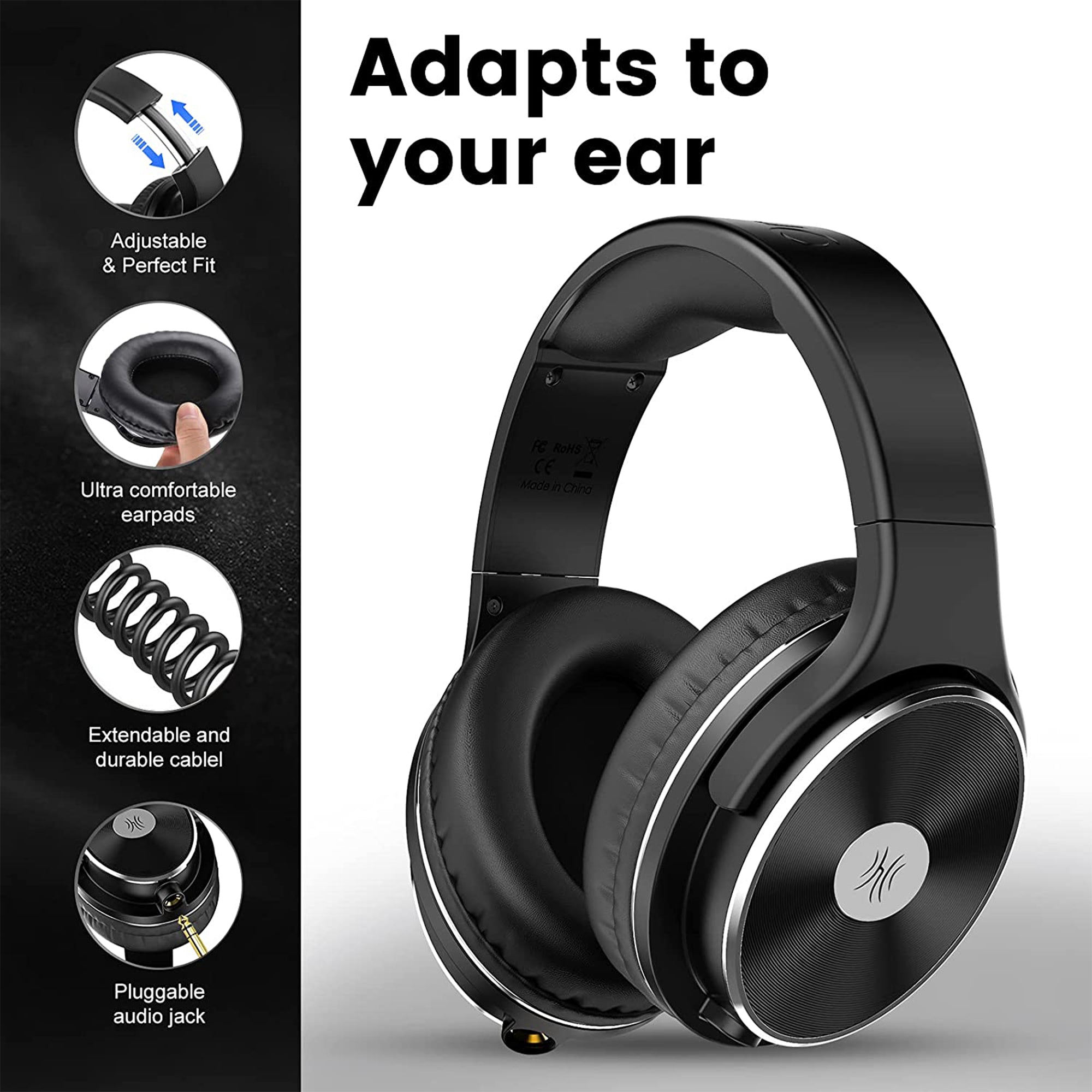 OneOdio Stuido HIFI Over Ear Headphones, Black, & S100 Microphone Headset, Black - VMInnovations