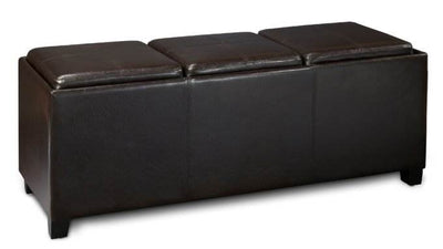 Tribeca Modern Espresso Storage Bench Ottoman & Trays