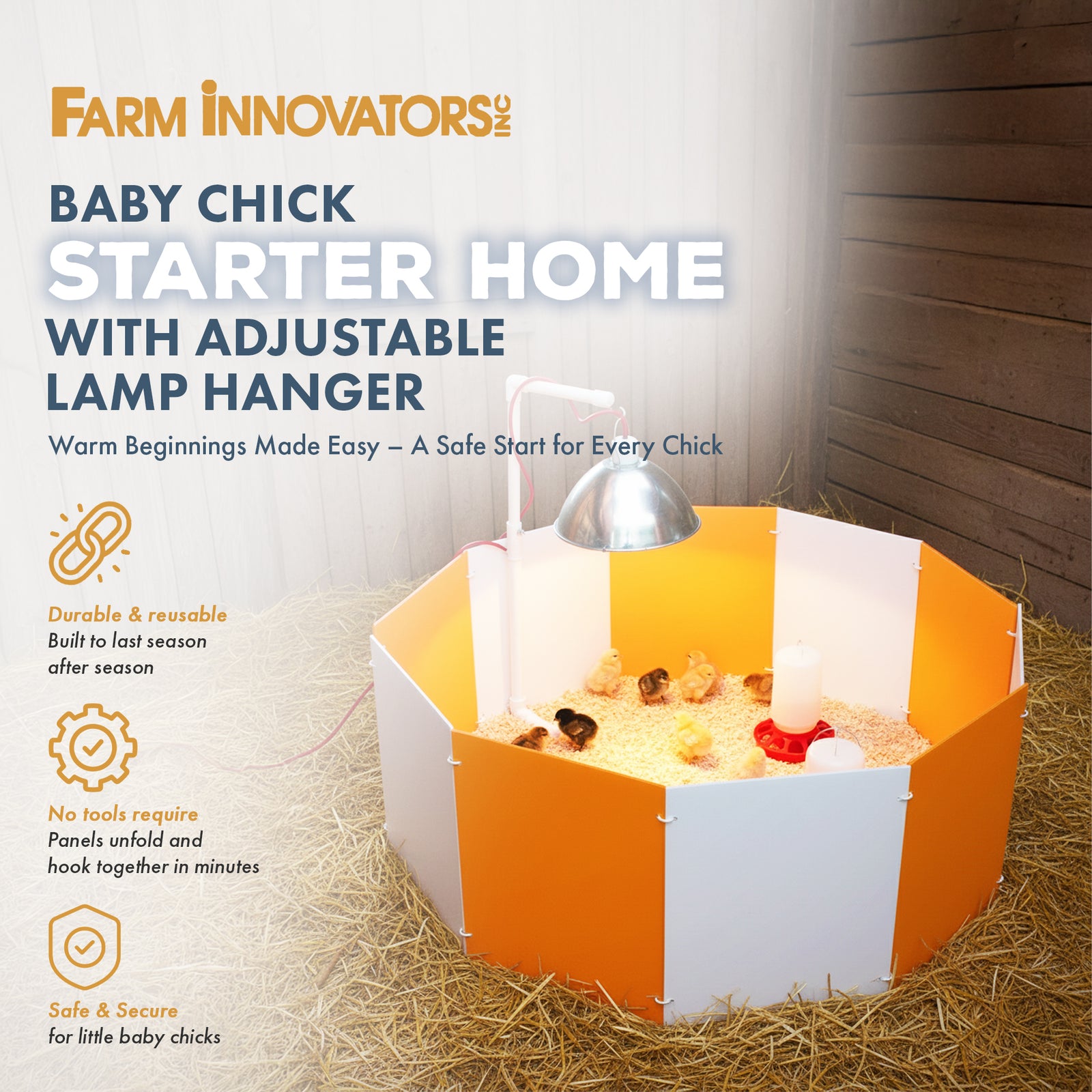 Farm Innovators 3700 Baby Chick Starter Home Kit with Lamp Hanger (Open Box) - VMInnovations