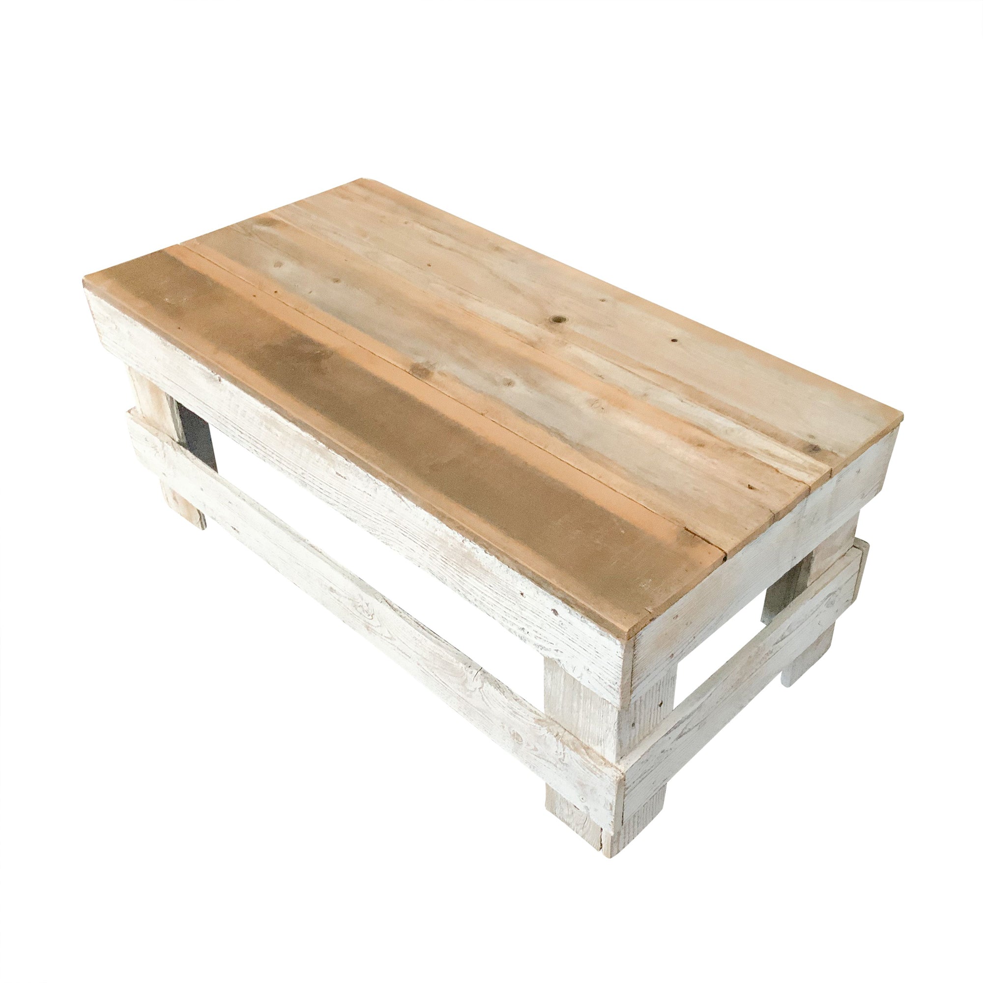 del Hutson Designs Landmark Pine Wood Farmhouse End/Coffee Table, Natural/White