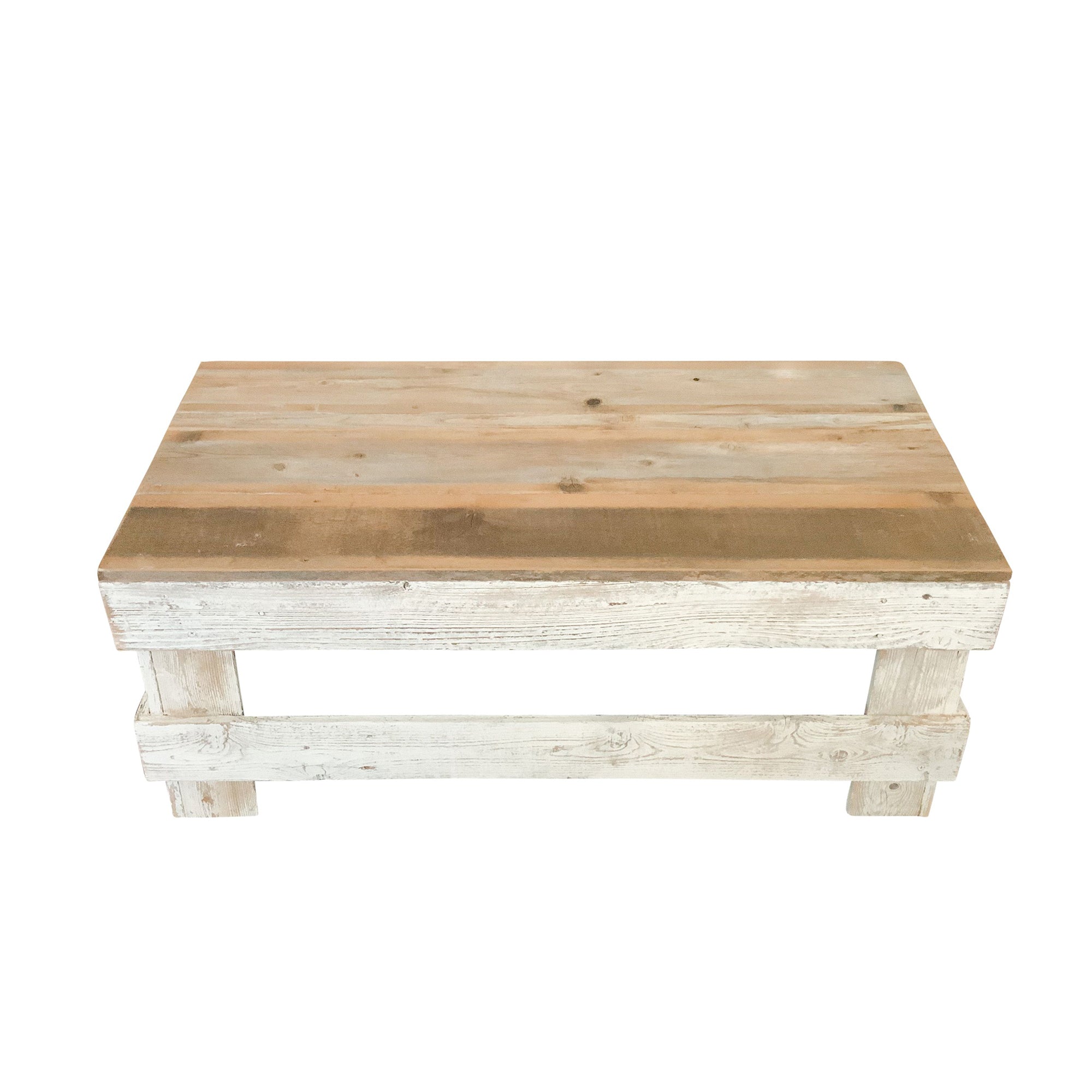 del Hutson Designs Landmark Pine Wood Farmhouse End/Coffee Table, Natural/White