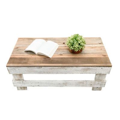 del Hutson Designs Landmark Pine Wood Farmhouse End/Coffee Table, Natural/White