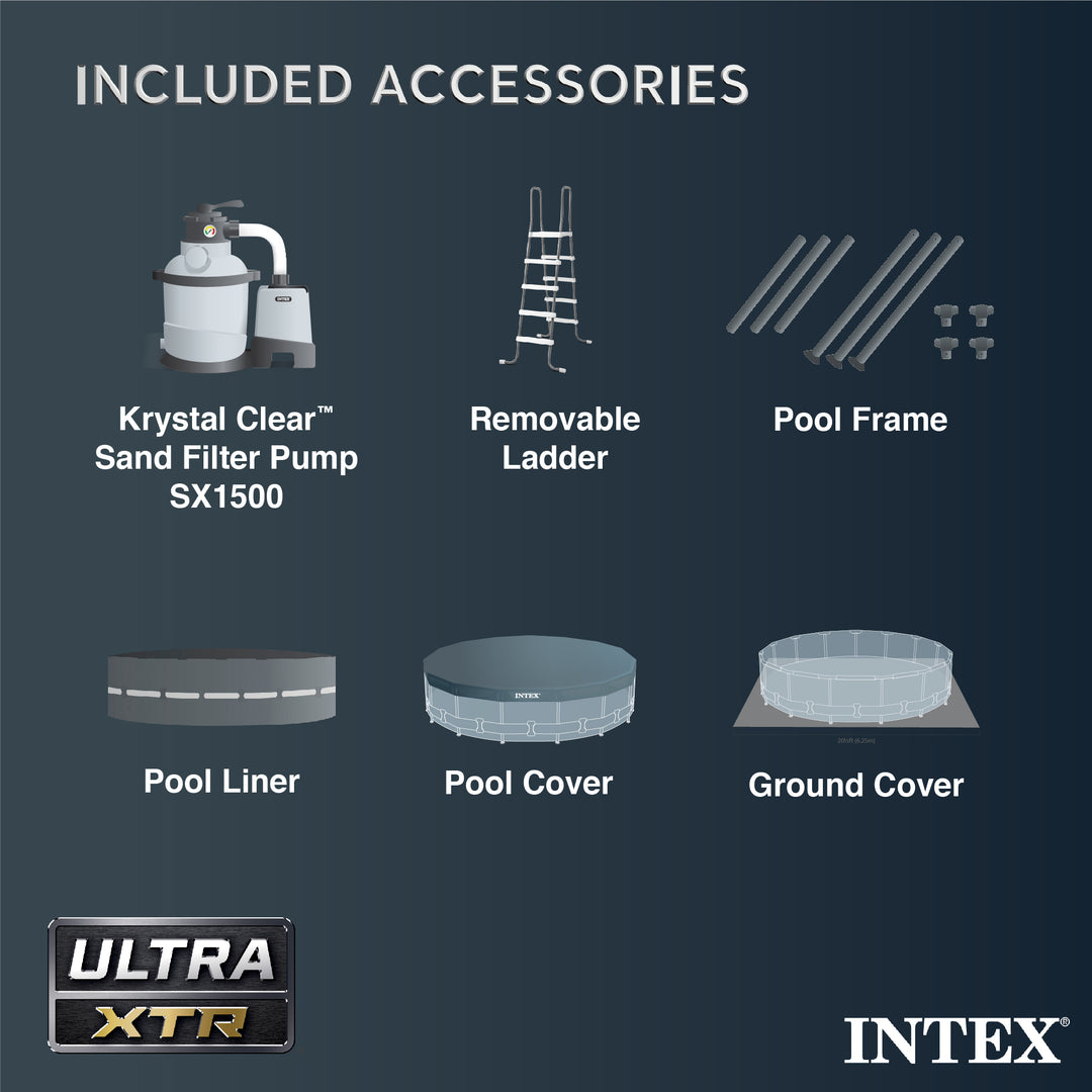 Intex Ultra XTR 16ft x 48in Outdoor Frame Above Ground Swimming Pool Set w/ Pump