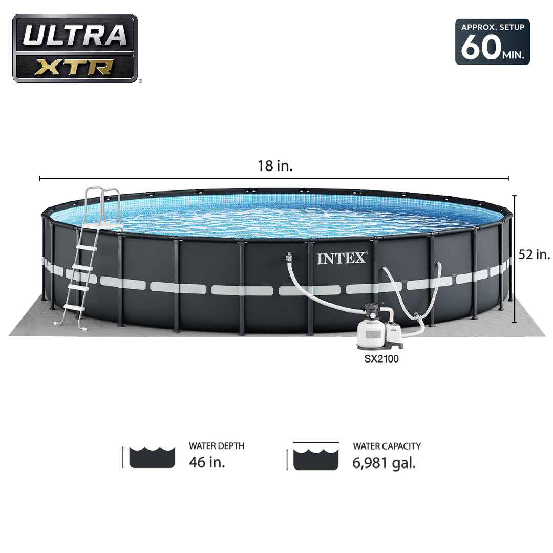 Intex 18Ft x 52In Ultra XTR Frame Round Above Ground Swimming Pool Set with Pump