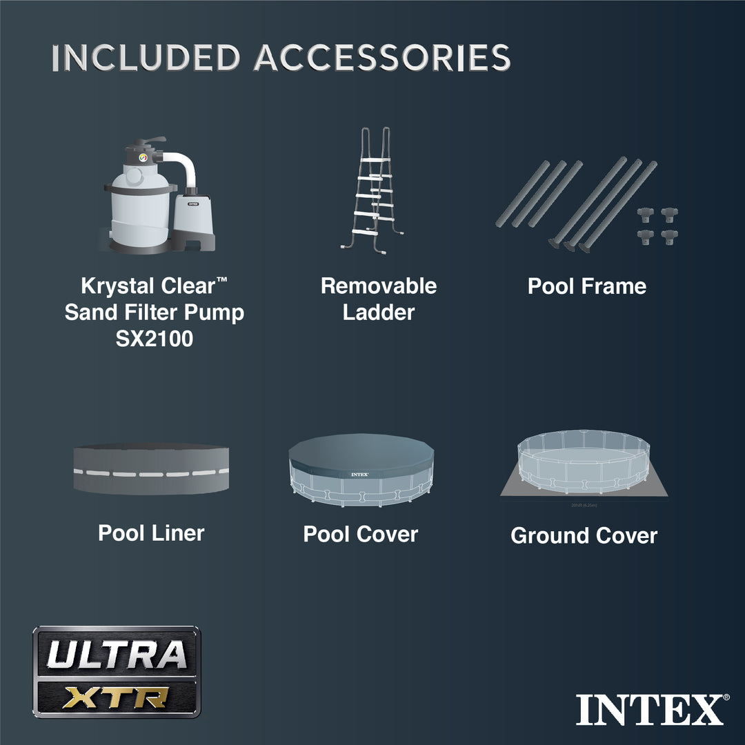 Intex 18Ft x 52In Ultra XTR Frame Round Above Ground Swimming Pool Set with Pump