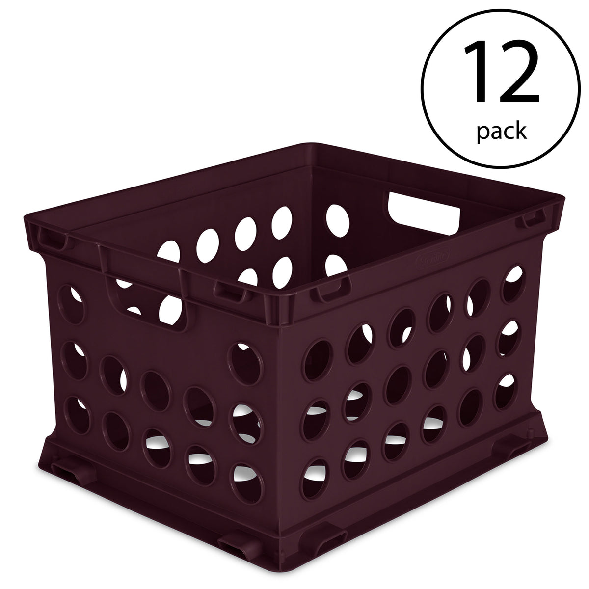 Sterilite Stackable File Storage Crate Organizers with Handles, Red (12 Pack)