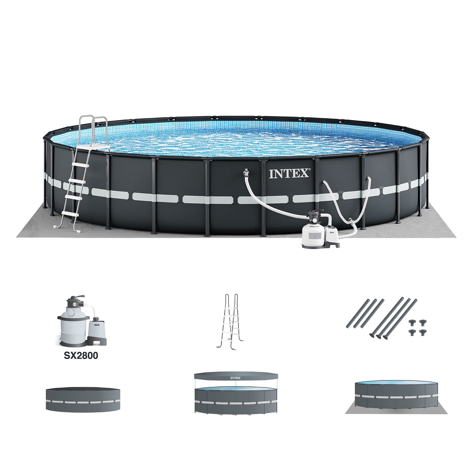 Intex 26339EH 24' x 52" Round Ultra XTR Frame Swimming Pool Set with Filter Pump - VMInnovations