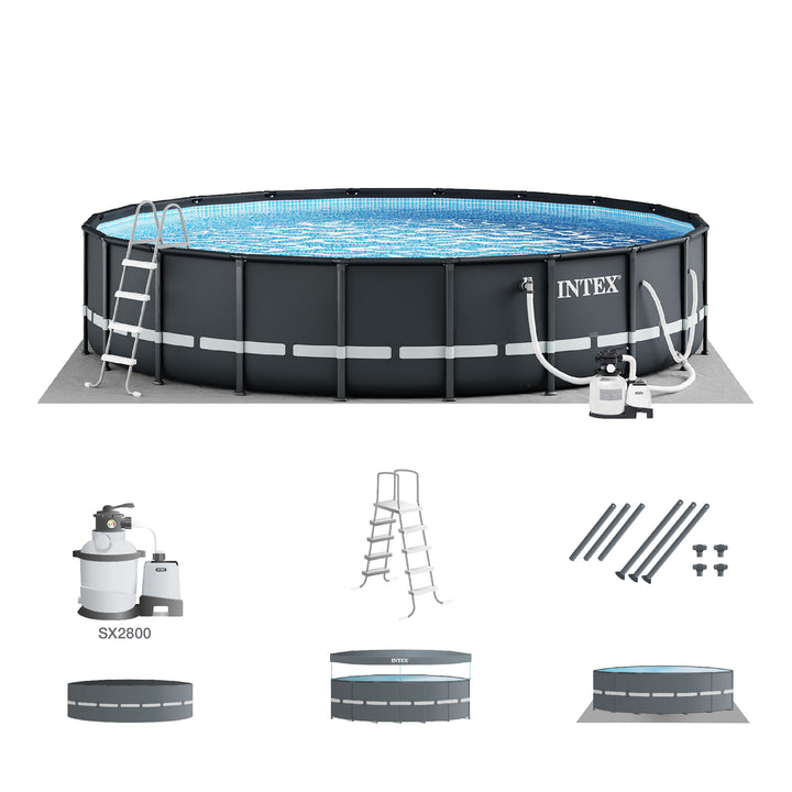 Intex Ultra Frame 26 Foot x 52 Inch Round Above Ground Outdoor Swimming Pool Set