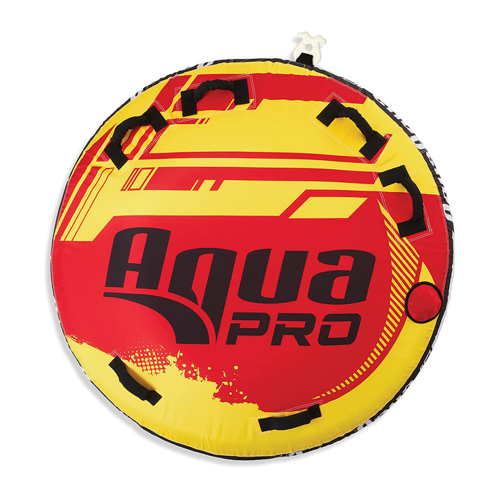 AquaPro 60 In Heavy Duty Nylon Deck Style Towable 1 Person Rider, Yellow and Red