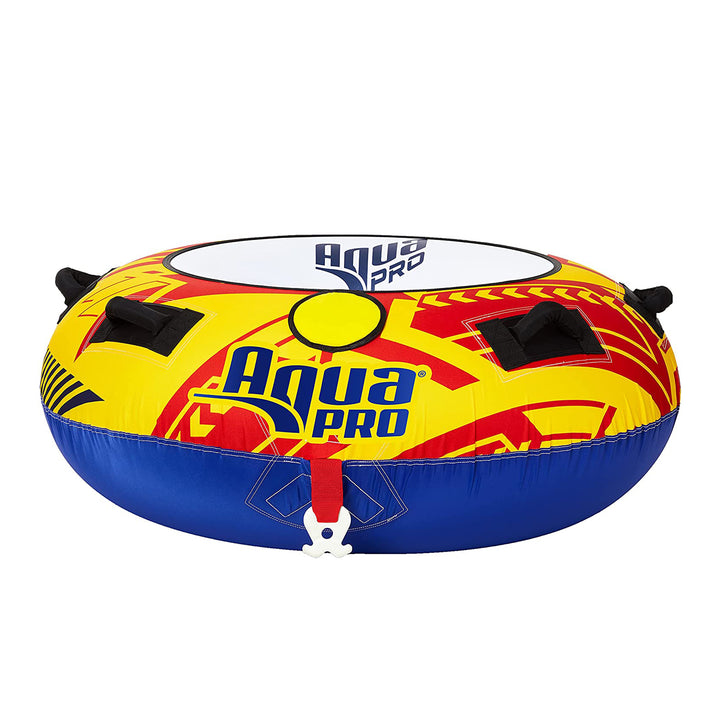 AquaPro 50 In Nylon Deck Style Towable 1 Person Rider, Yellow and Red (Open Box)