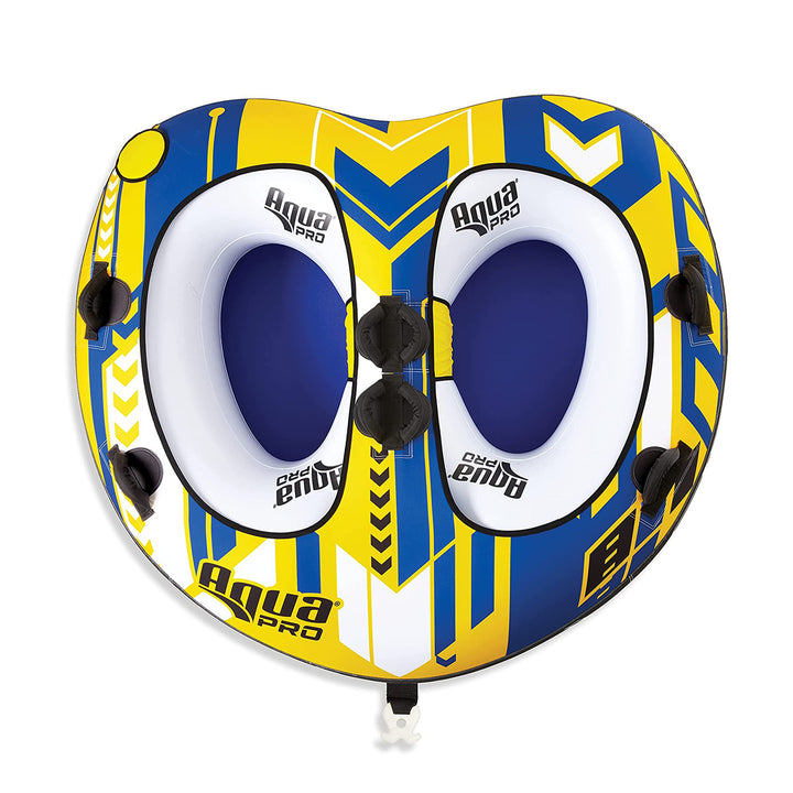 AquaPro 65 In Heavy Duty Deck Style Towable 2 Person Rider, Yellow & Blue (Used) - VMInnovations