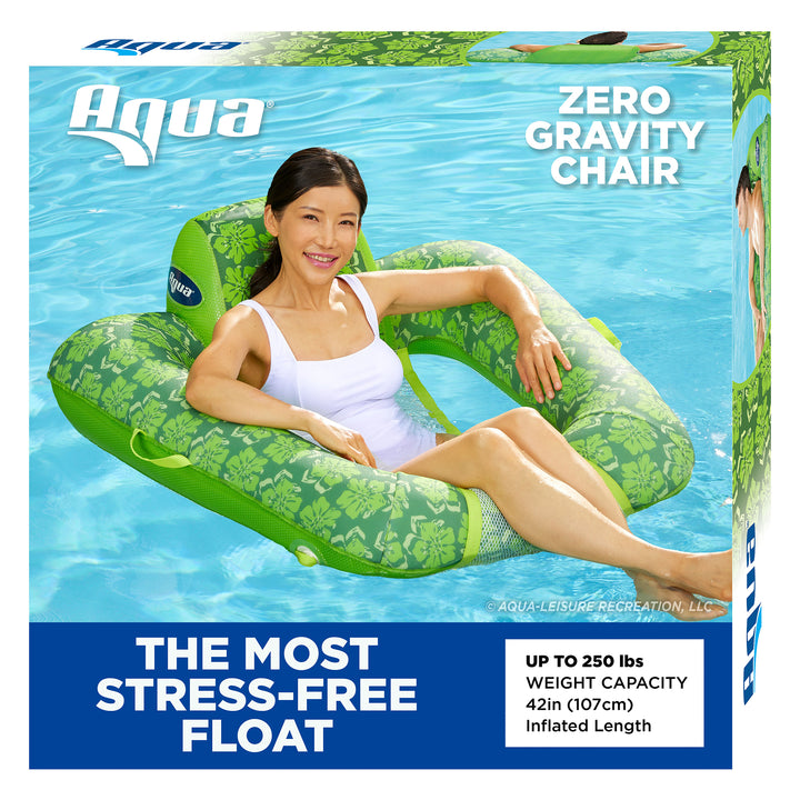 Aqua Leisure Zero Gravity Swimming Pool Lounge Chair Float, Green w/ Hand Pump - VMInnovations