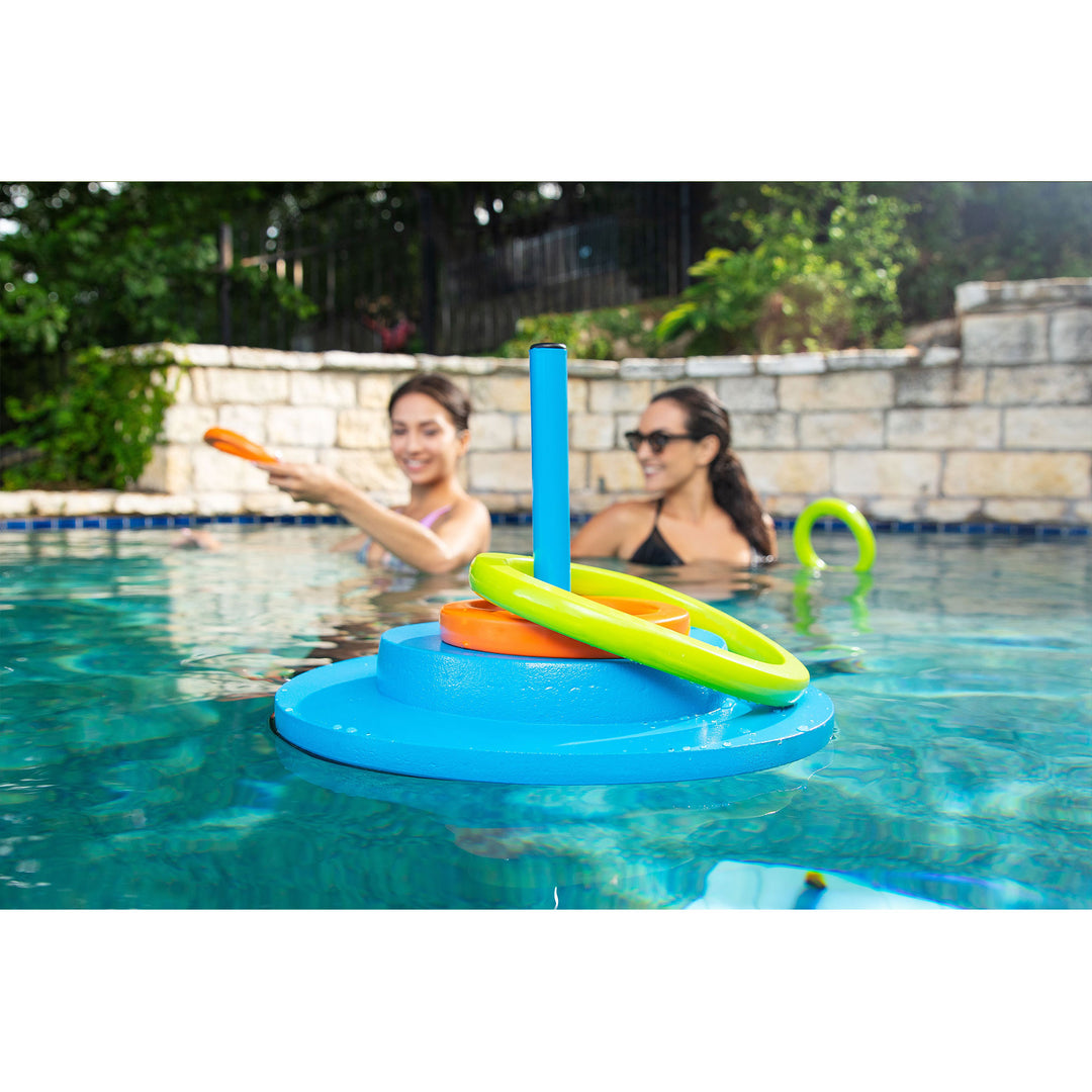 TRC Recreation Floating Foam Ring Toss Pool Game w/4 Rings, Orange (Open Box)