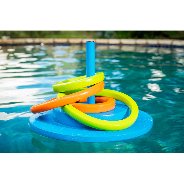 TRC Recreation Floating Foam Ring Toss Pool Game w/4 Rings, Orange (Open Box)