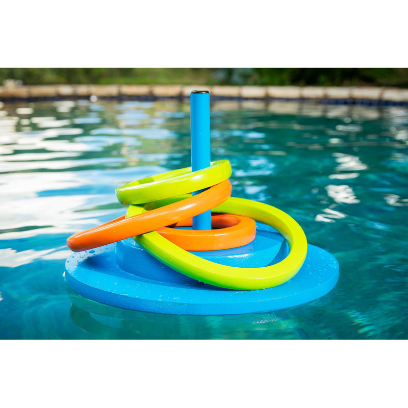 TRC Recreation Floating Foam Ring Toss Swimming Pool Game with 4 Rings, Orange