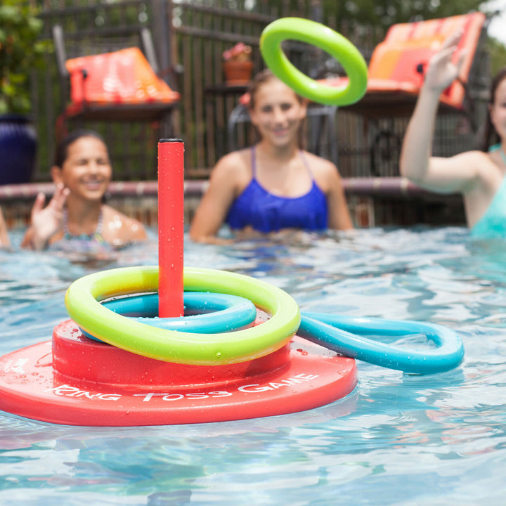 TRC Recreation Floating Foam Ring Toss Pool Game w/4 Rings, Orange (Open Box)