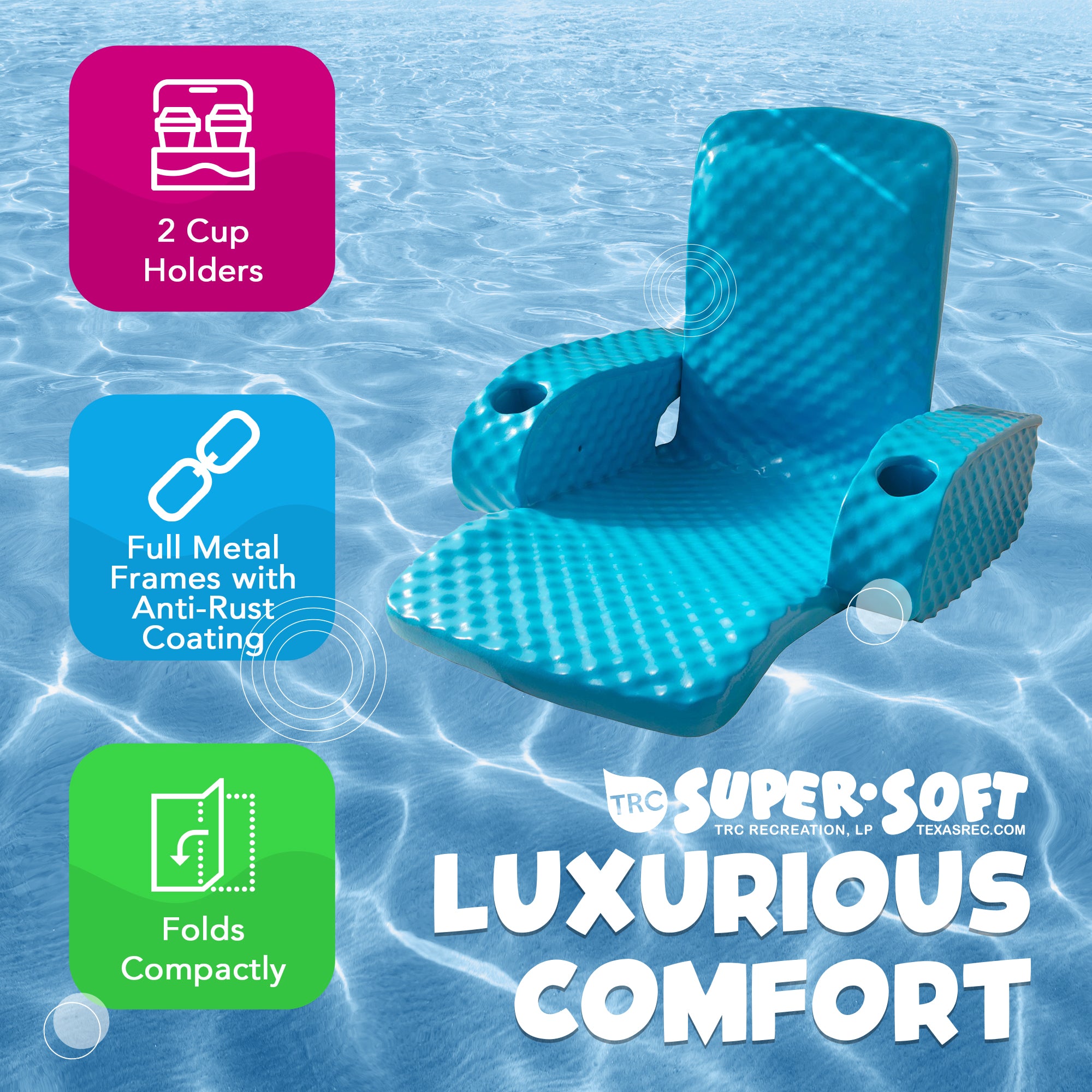 TRC Recreation Folding Baja Chair Swimming Pool Float Armchair, Teal (Used)