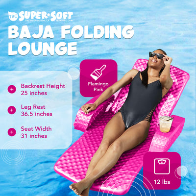 TRC Recreation Folding Baja Lounge Swimming Pool Float Flamingo Pink(Open Box) - VMInnovations