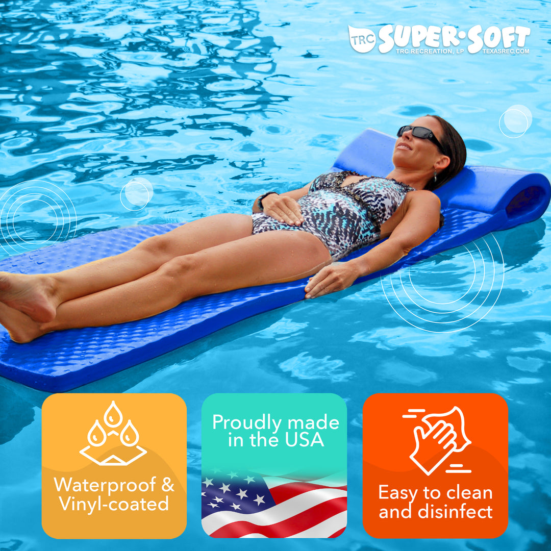 TRC Recreation Super Soft 2" Thick Pool Float Swim Lounger, Indigo Blue (Used)