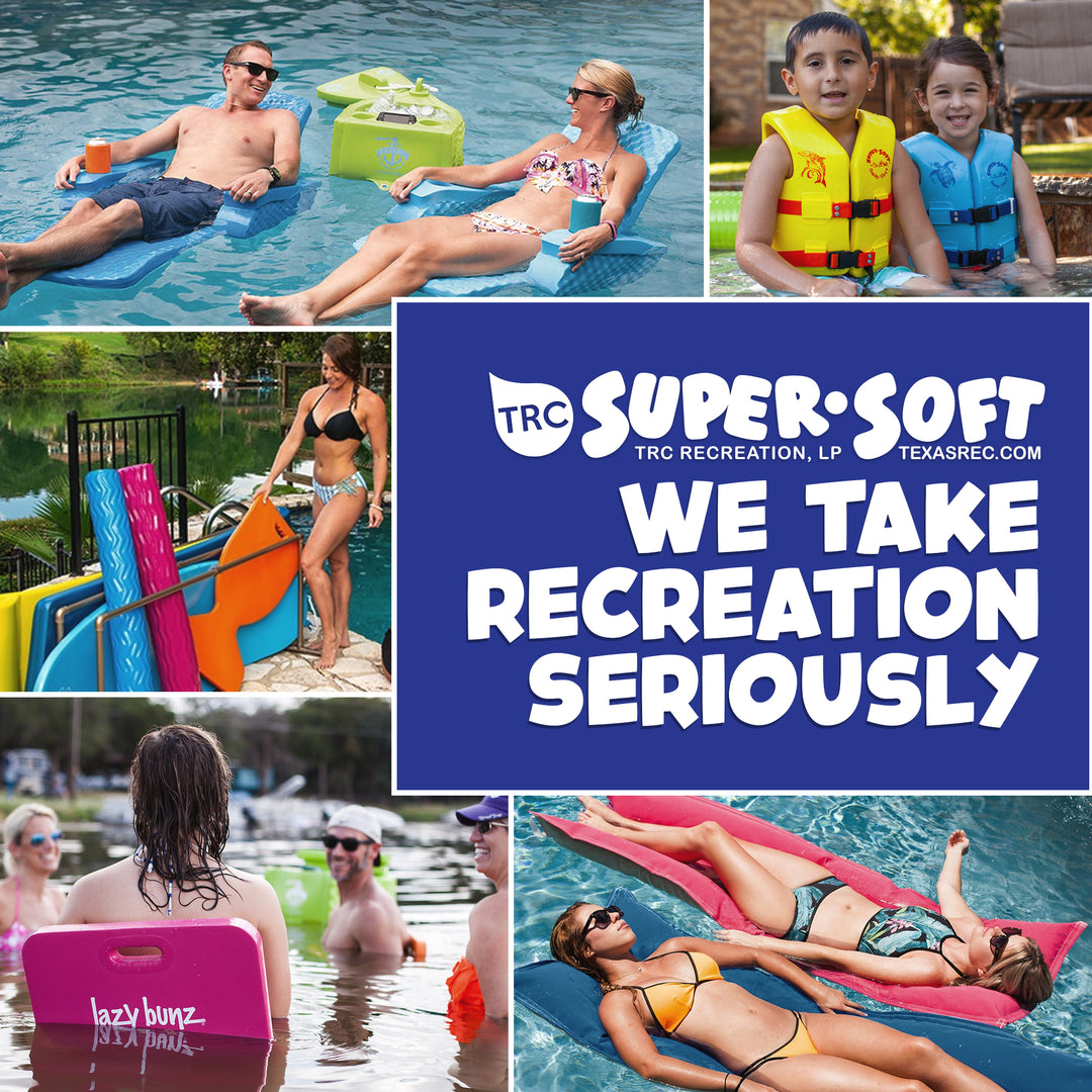 TRC Recreation Super Soft 2" Thick Pool Float Swim Lounger, Indigo Blue (Used)